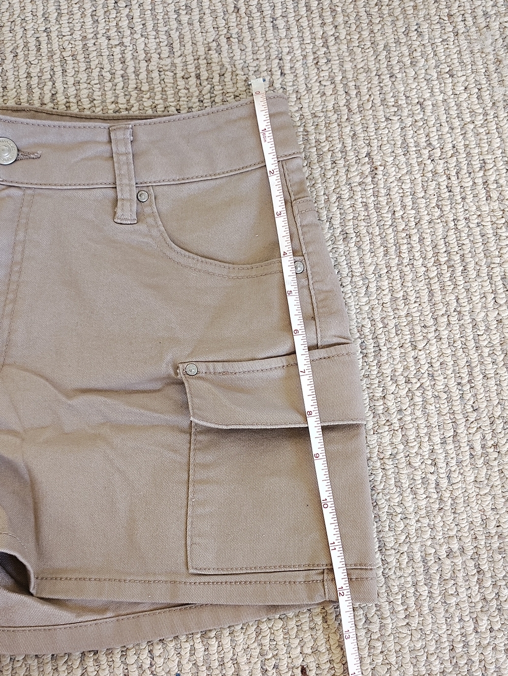 Wax Jean Beige Casual Short, Stretchy - Picture 5 of 5